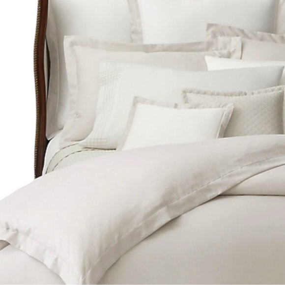 Ralph Lauren Lovan Jacquard Organic Cotton Platinum Duvet Cover Full Queen NWT